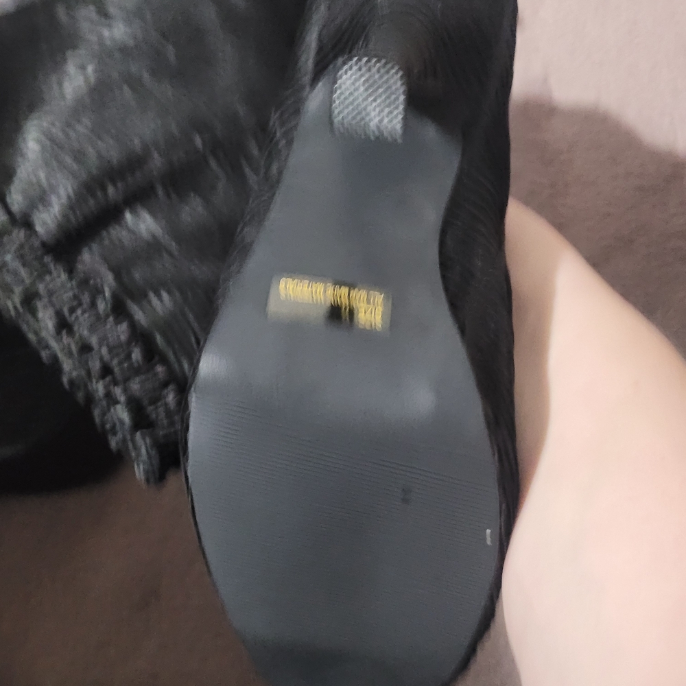 Ellie Black Textured Heeled Boots - Picture 6 of 7
